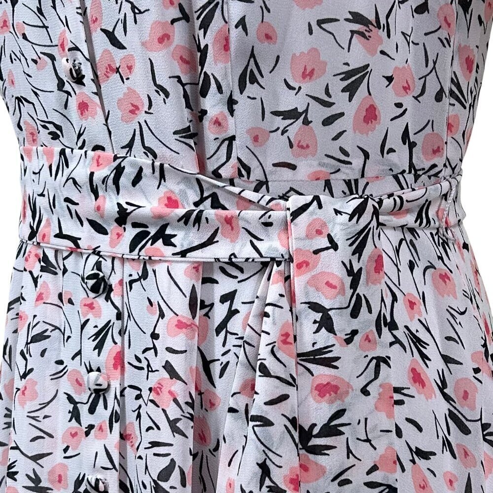 Talbots Pink Green Floral Cottagecore Short Sleeve Button-Up Dress Size 4 - Picture 6 of 11